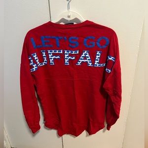 BUFFALO BILLS Red V Neck Tee. Women’s XS.